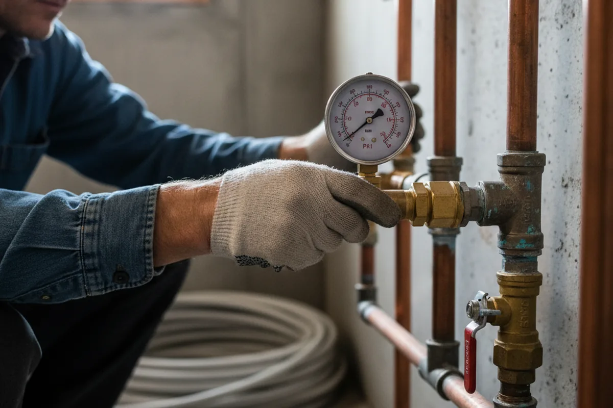 Pressure testing a repaired line during Water Line Repair in Lonsdale
